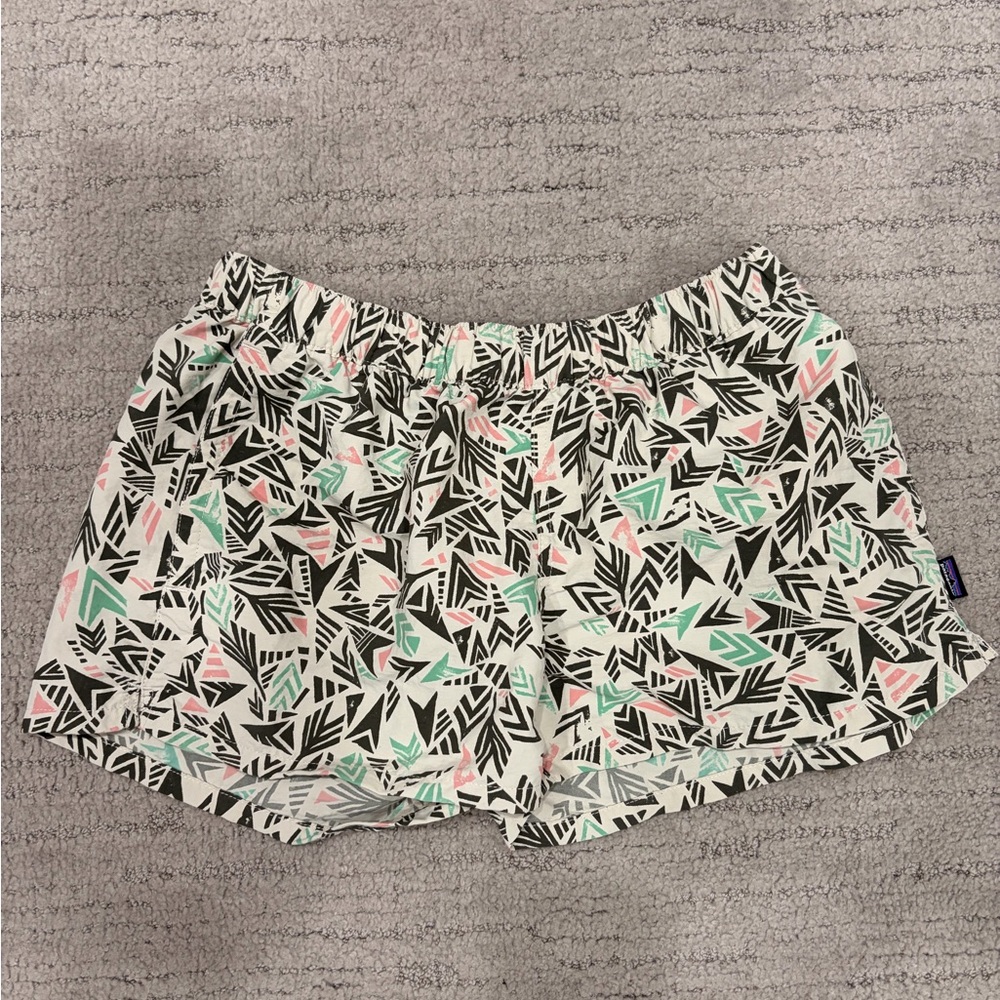 Patagonia Women's Geometric Patterned Shorts - Black, Pink, Green
